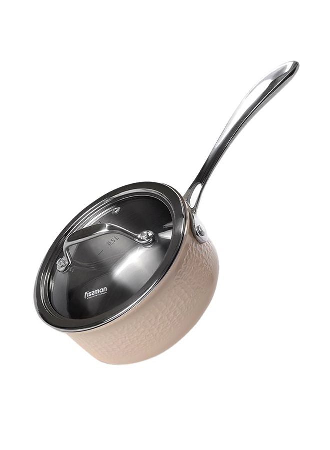 Brigette Series Stainless Steel Sauce Pan With Glass Lid 1.4L Beige 1.4Lcm