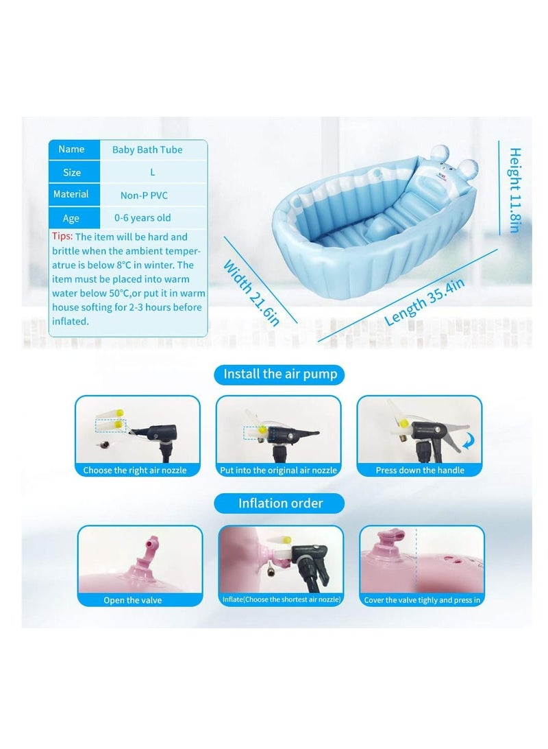 relaxing baby Inflatable Baby Bathtub, Newborn Baby Bathtub seat for Infant, Non Slip Baby Pool for Sitting up, Portable Toddler tub Shower