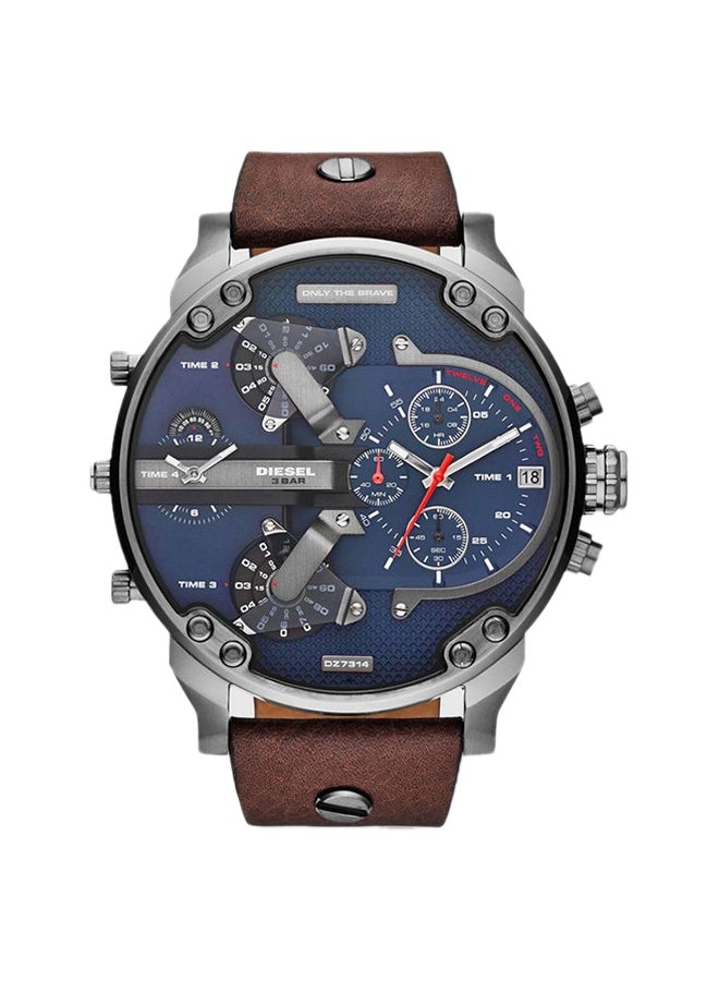 Men's Leather Analog Wrist Watch 3DZ7314