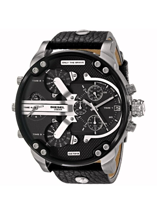 Men's Leather Analog Wrist Watch 3DZ7313