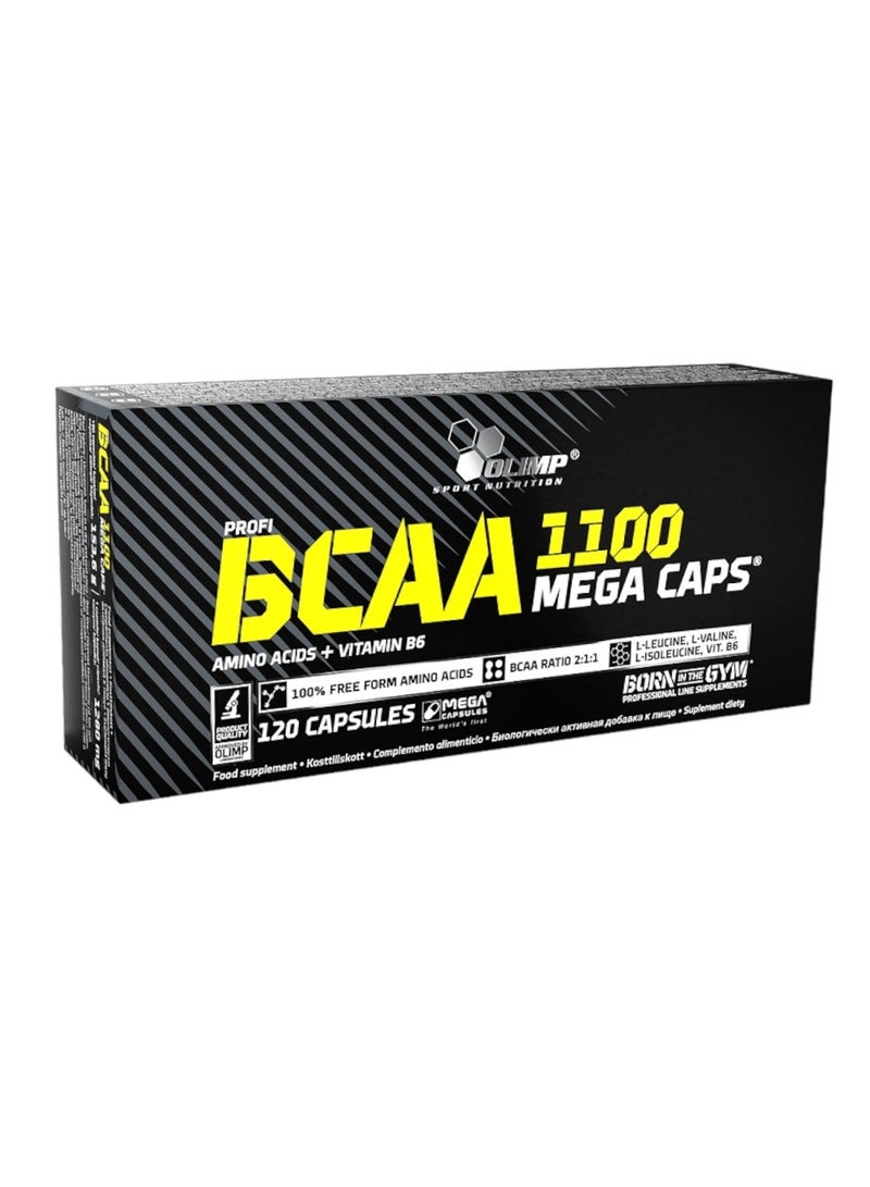 Bcaa 1100 Mega Caps, Amino Acids + Vitamin B6, 120 Capsules