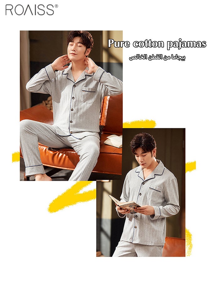 2-Piece Set Of Unisex Pajamas Pure Cotton Long Sleeved Pants For Couples' Home Wear Fashion Casual Family Set