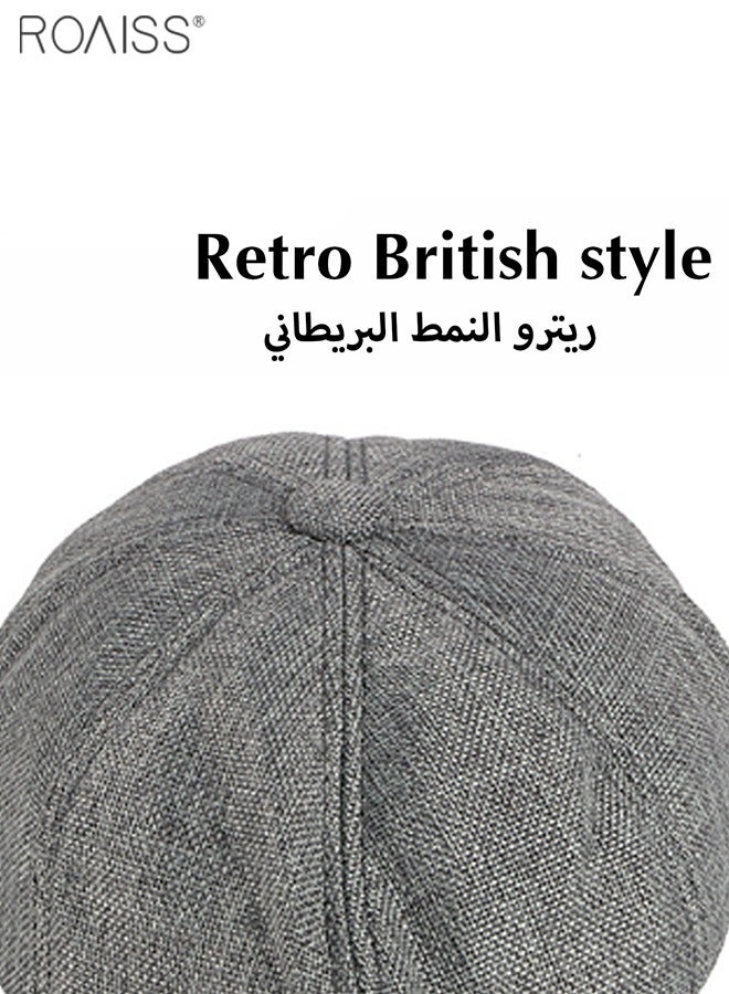 2-Piece Linen Vintage Tweed Hat Casual British Versatile Octagonal Hat Comfortable And Breathable Beret