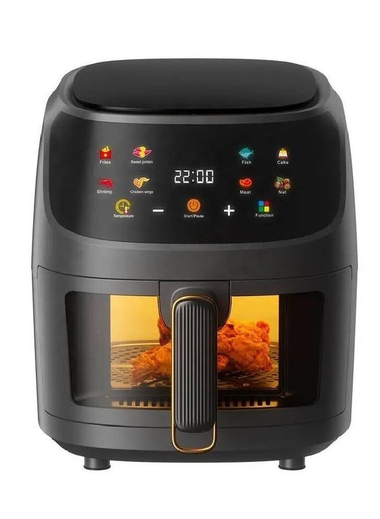 Air Fryer Multifunctional Air Fryer Touch Screen 360° Hot Air Fryer 8L French Fries Fried Chicken Air Fryer Oven Black 2400W