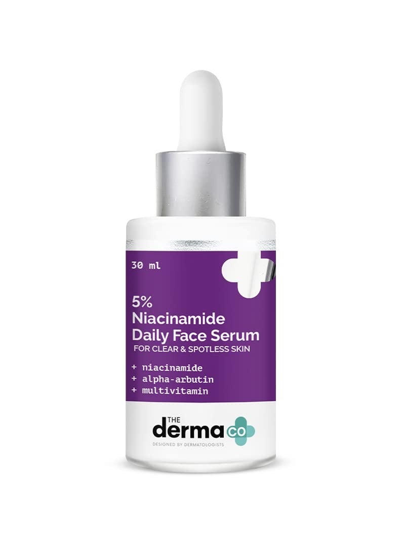 The Derma Co 5% Niacinamide Daily Face Serum with Alpha Arbutin Multivitamin for Clear Spotless Skin