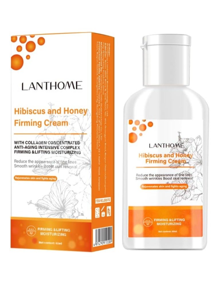 60ml Hibiscus and Honey Firming Cream Neck Firming Cream Skin Tightening Cream Skin Firming Lotion with Collagen and Hyaluronic Acid Reduces the Look of Neck Lines Tightens Firming and Smooths