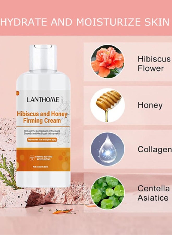 60ml Hibiscus and Honey Firming Cream Neck Firming Cream Skin Tightening Cream Skin Firming Lotion with Collagen and Hyaluronic Acid Reduces the Look of Neck Lines Tightens Firming and Smooths