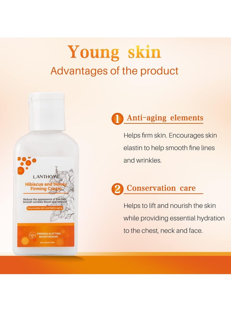 60ml Hibiscus and Honey Firming Cream Neck Firming Cream Skin Tightening Cream Skin Firming Lotion with Collagen and Hyaluronic Acid Reduces the Look of Neck Lines Tightens Firming and Smooths