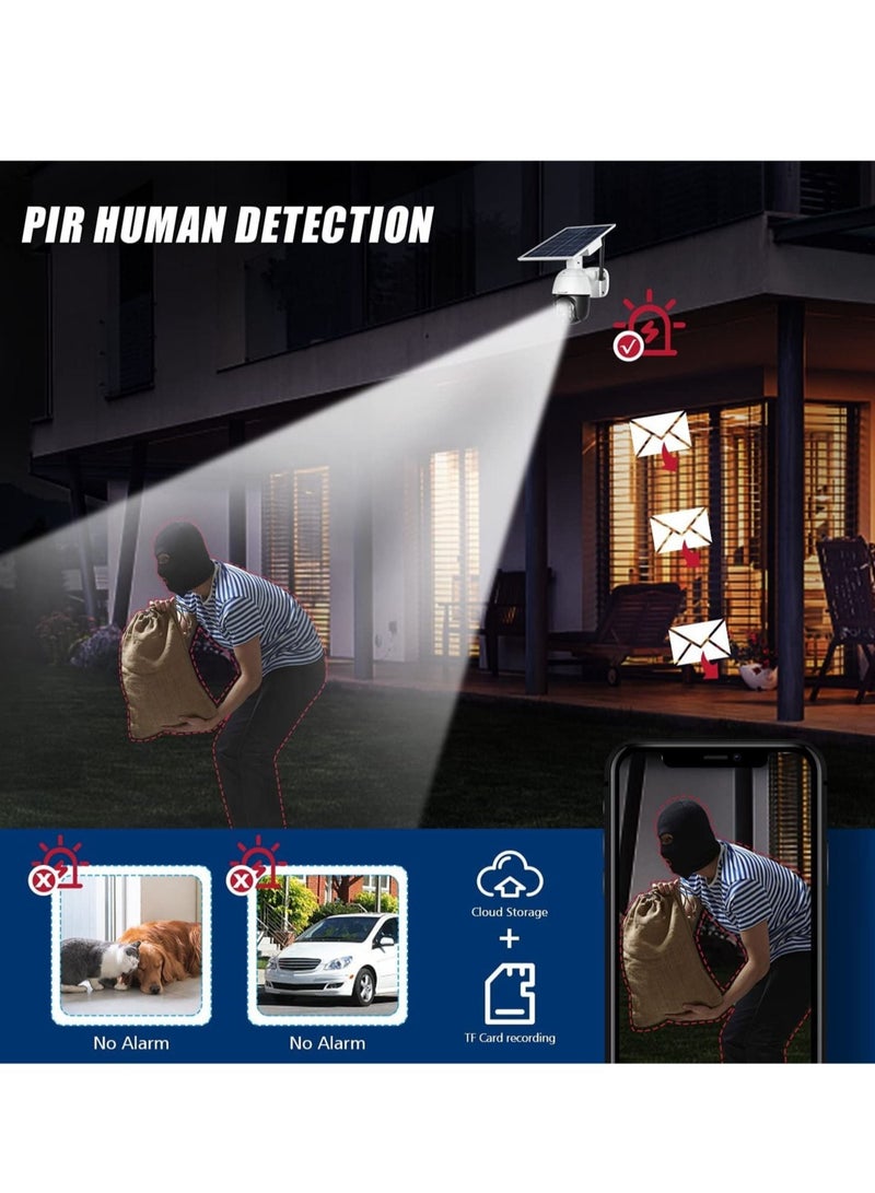 Outdoor Security Camera,Solar Powered Battery WiFi Camera Wire Free Outdoor 1080P Pan Tilt Wireless Camera PIR Motion 2 Way Audio Night Vision Cloud Storage