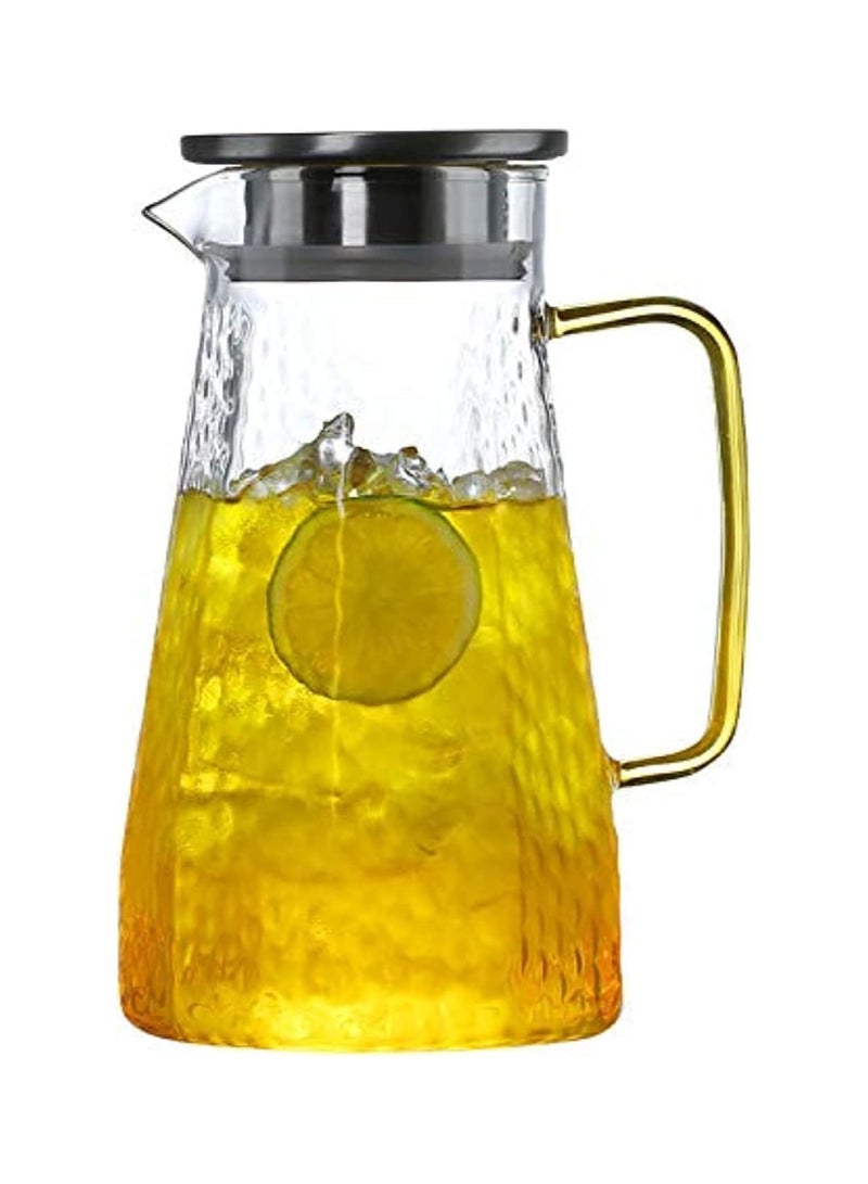 Glass Kettle with Stainless Steel Lid Transparent Glass Kettle Cold Water Kettle Juice Tea Kettle (1.7l)