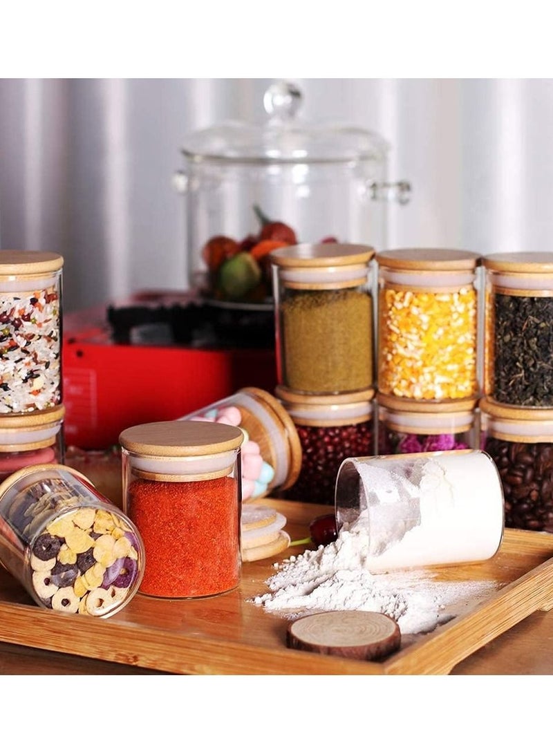 4 piece Glass Storage Jar with Bamboo Lids,Glass Airtight Canisters sets,Spice Jar, Pantry Organization and Storage Containers Ideal for Sugar, Coffee, Cookie, Candy,Cereals (1000ml/35.2 oz)