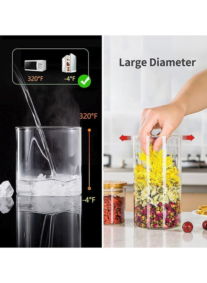 4 piece Glass Storage Jar with Bamboo Lids,Glass Airtight Canisters sets,Spice Jar, Pantry Organization and Storage Containers Ideal for Sugar, Coffee, Cookie, Candy,Cereals (1000ml/35.2 oz)