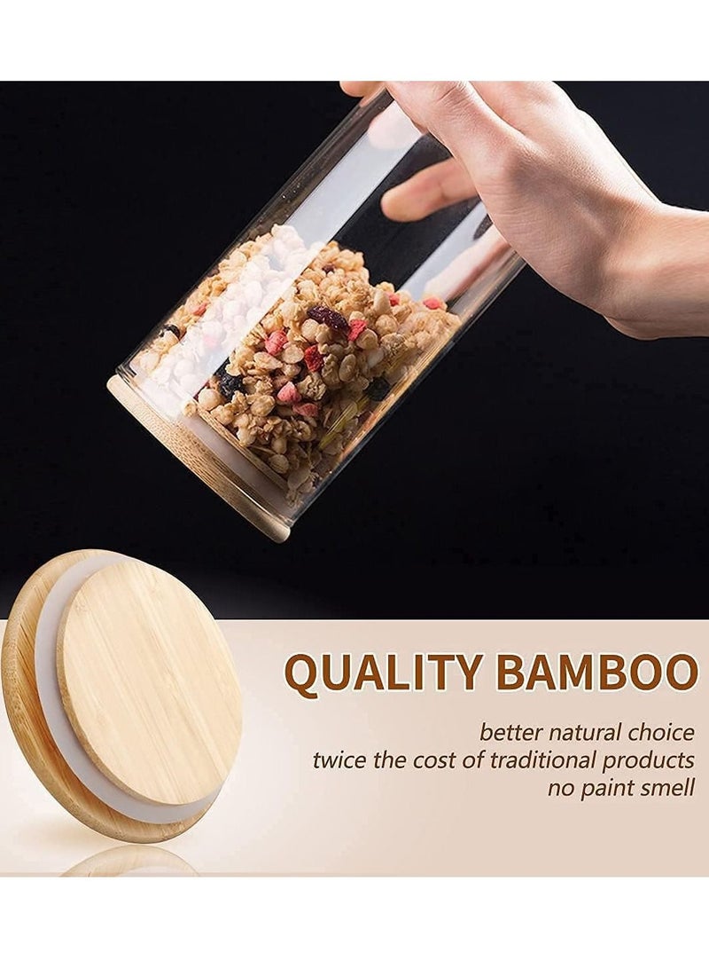 4 piece Glass Storage Jar with Bamboo Lids,Glass Airtight Canisters sets,Spice Jar, Pantry Organization and Storage Containers Ideal for Sugar, Coffee, Cookie, Candy,Cereals (1000ml/35.2 oz)