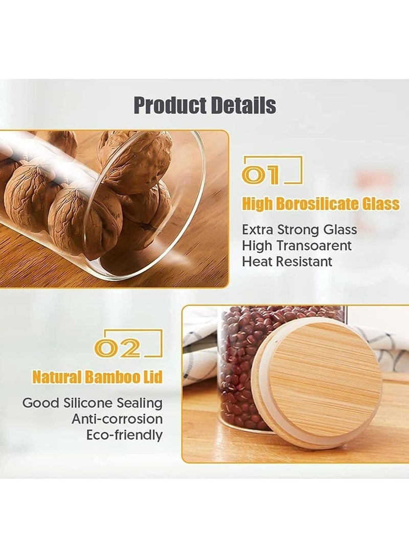 4 piece Glass Storage Jar with Bamboo Lids,Glass Airtight Canisters sets,Spice Jar, Pantry Organization and Storage Containers Ideal for Sugar, Coffee, Cookie, Candy,Cereals (1000ml/35.2 oz)