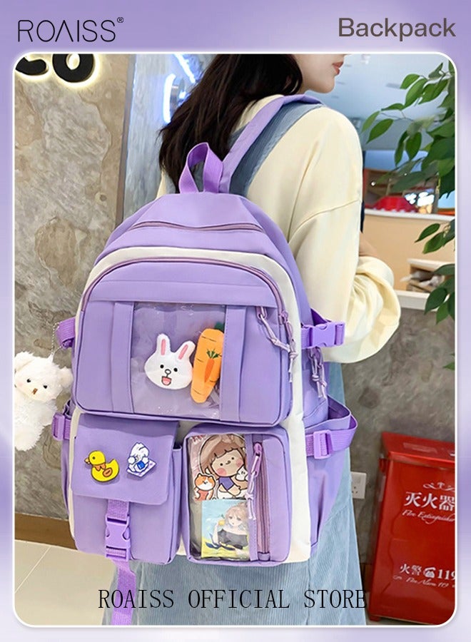 4-Piece Set of Cute Backpack Women's Bag Lightweight Elementary School Students Girls Large Capacity Children's School Bag