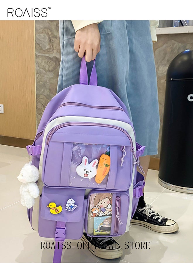 4-Piece Set of Cute Backpack Women's Bag Lightweight Elementary School Students Girls Large Capacity Children's School Bag