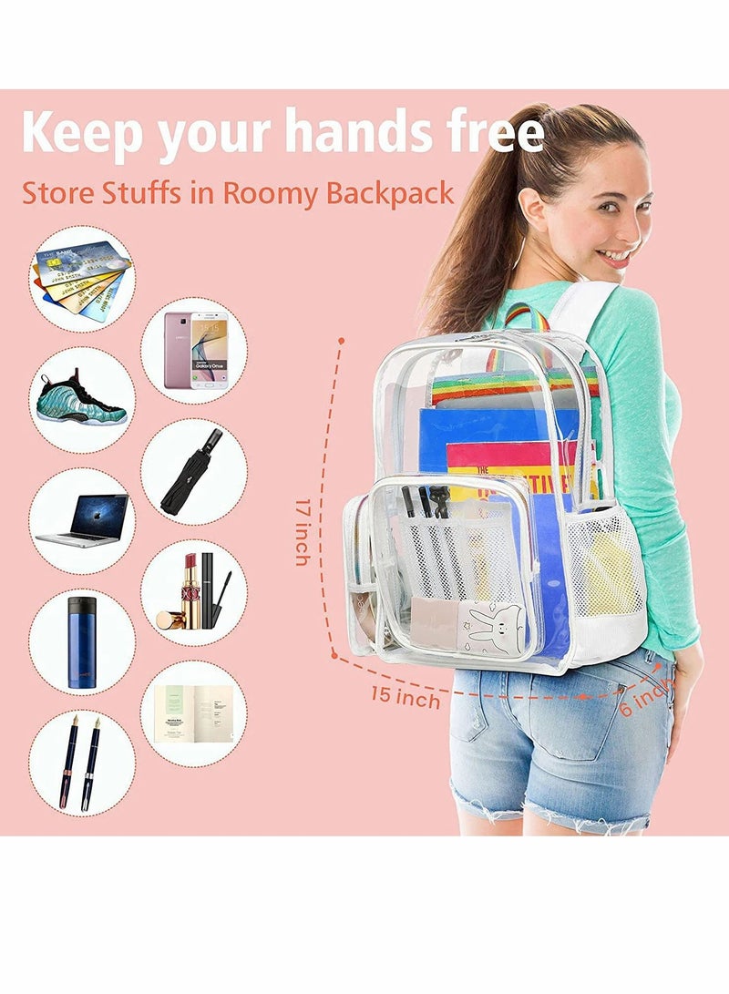 Transparent Backpack, Heavy-Duty PVC Bag, With Laptop Compartment, Waterproof Suitable For School, Work, Safety (Dark Blue)