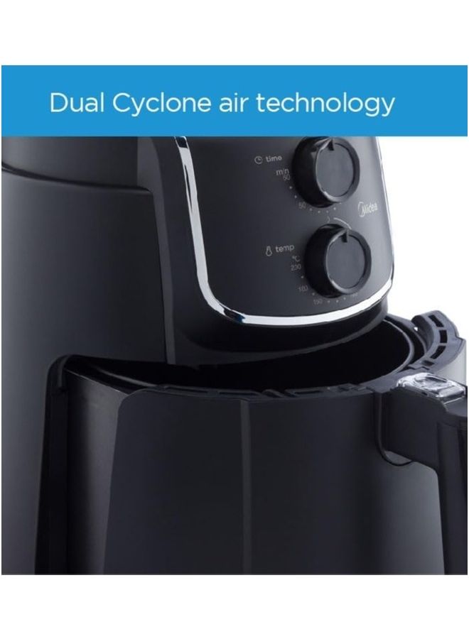 XL Air Fryer with Dual Cyclone Rapid Hot Technology for Frying, Grilling, Broiling, Roasting, Baking, Toasting, Timer up to 60 minutes & Temperature Control up to 200°C 5 L 1500 W MFTN40D2 Black