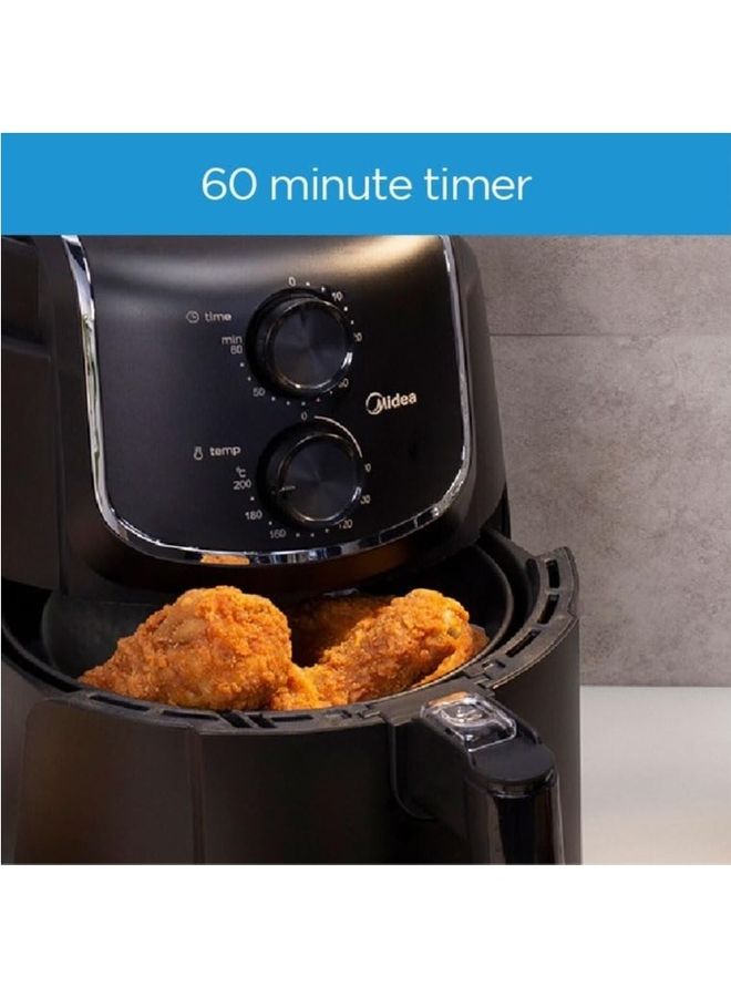 XL Air Fryer with Dual Cyclone Rapid Hot Technology for Frying, Grilling, Broiling, Roasting, Baking, Toasting, Timer up to 60 minutes & Temperature Control up to 200°C 5 L 1500 W MFTN40D2 Black