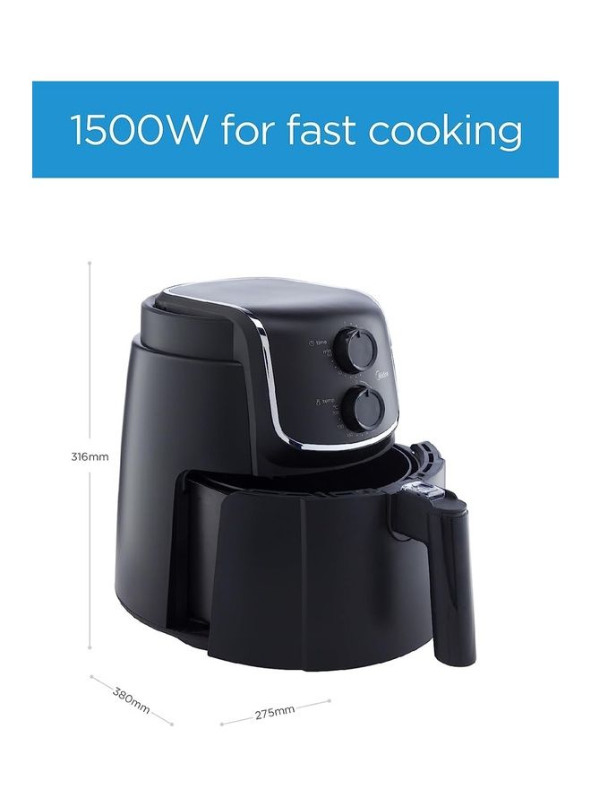 XL Air Fryer with Dual Cyclone Rapid Hot Technology for Frying, Grilling, Broiling, Roasting, Baking, Toasting, Timer up to 60 minutes & Temperature Control up to 200°C 5 L 1500 W MFTN40D2 Black