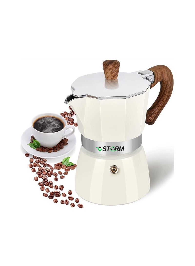 GStorm Espresso Maker,  Mocha Pot, Multifunction Aluminum Stove Top, Espresso Maker - White