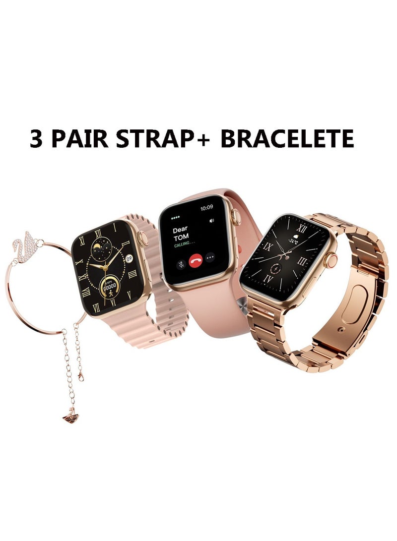 Haino Teko G9 Mini Rose Gold Edition Ladies Smart Watch with Three Set Strap and Stylish Bracelet Combo