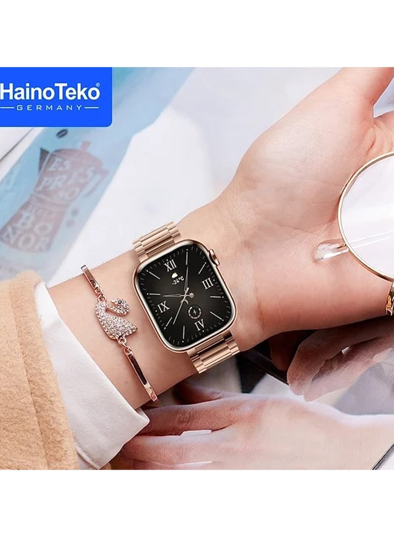 Haino Teko G9 Mini Rose Gold Edition Ladies Smart Watch with Three Set Strap and Stylish Bracelet Combo