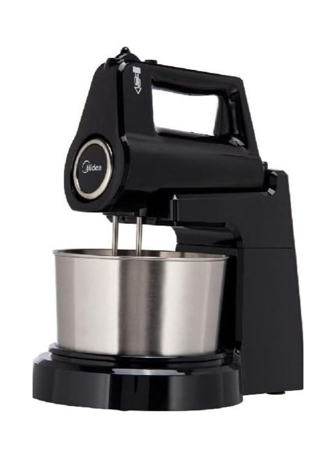 Stand Mixer Hand Mixer (Electric Whisk) with 2L Stainless Steel Rotary Bowl, 5 Speeds + Turbo Button, Twin Stainless Steel Kneader & Beater for Mixing, Whipping, Whisking, Kneading 400 W HM0293A Black