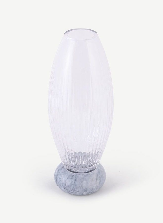 Ayoka Glass Vase With Marble Base 30cm