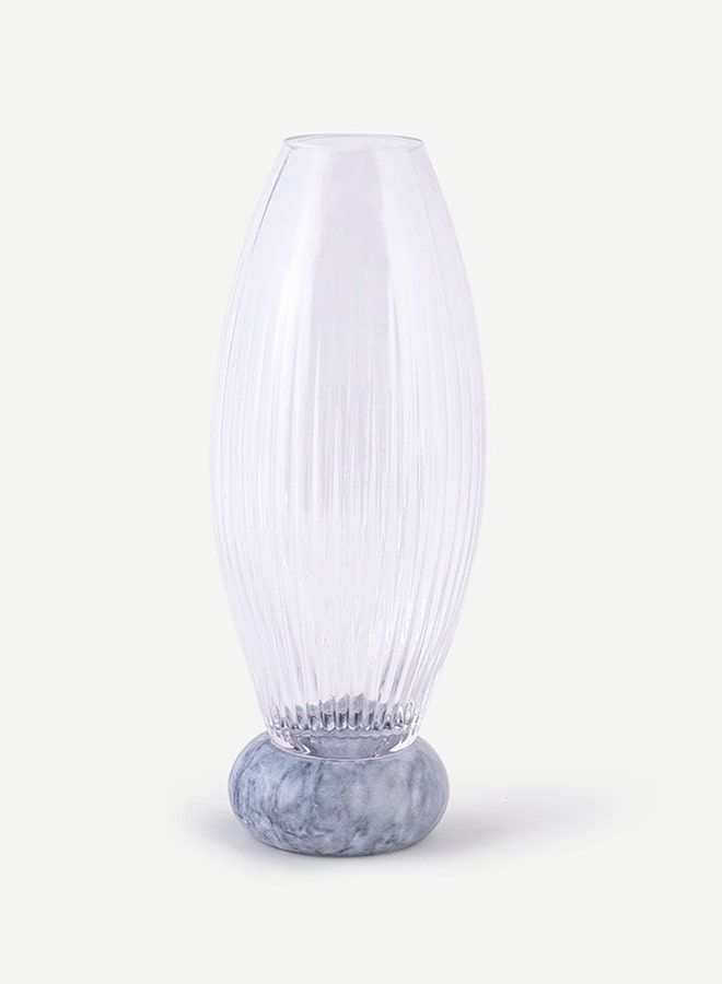 Ayoka Glass Vase With Marble Base 30cm
