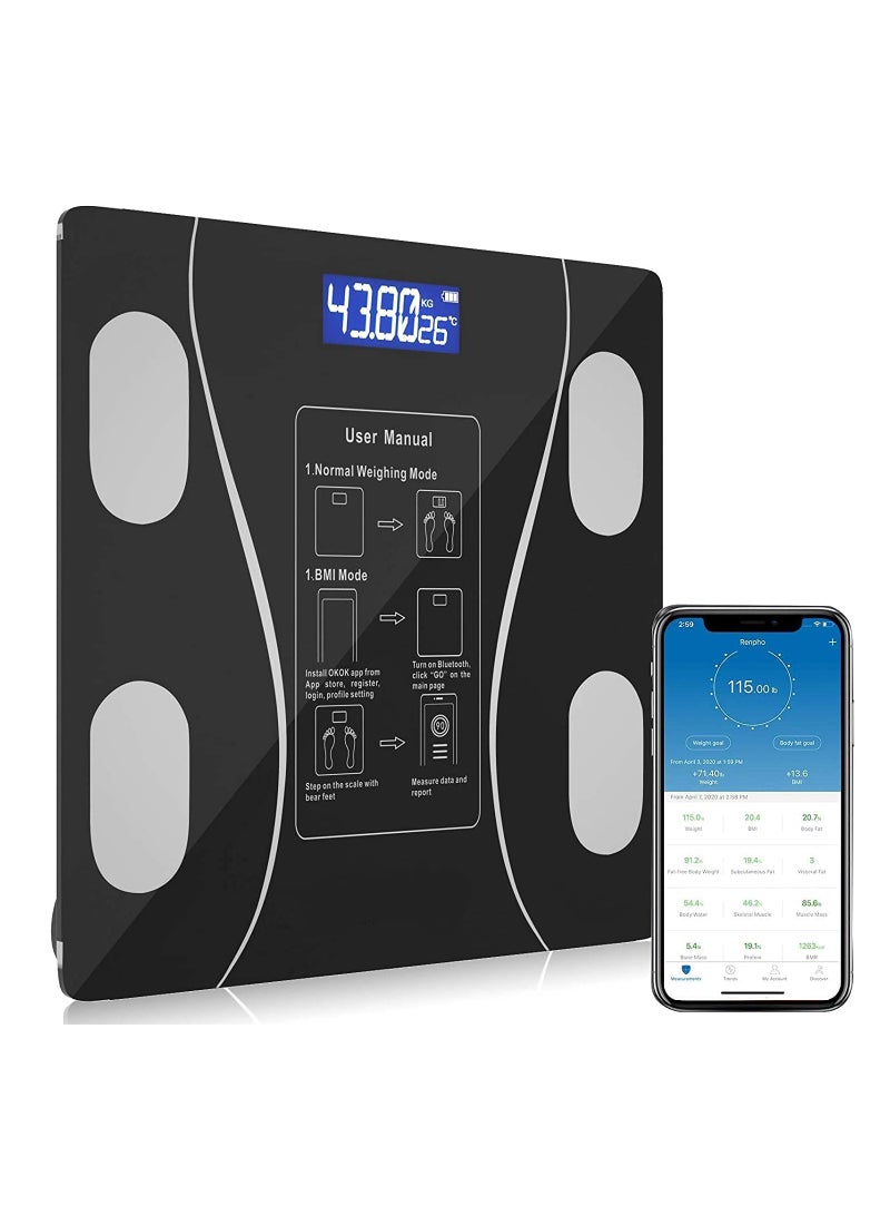 Smart High Accurate Digital Scale For Body Weight And Fat  Bluetooth Electronic Body Composition Monitor For BMI Heart Rate Analyzer Sync With Fitness App