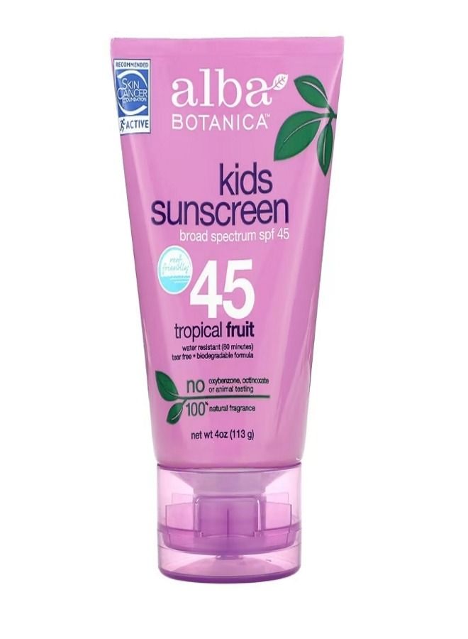 Kids Sunscreen Tropical Fruit SPF 45 4 oz 113 g