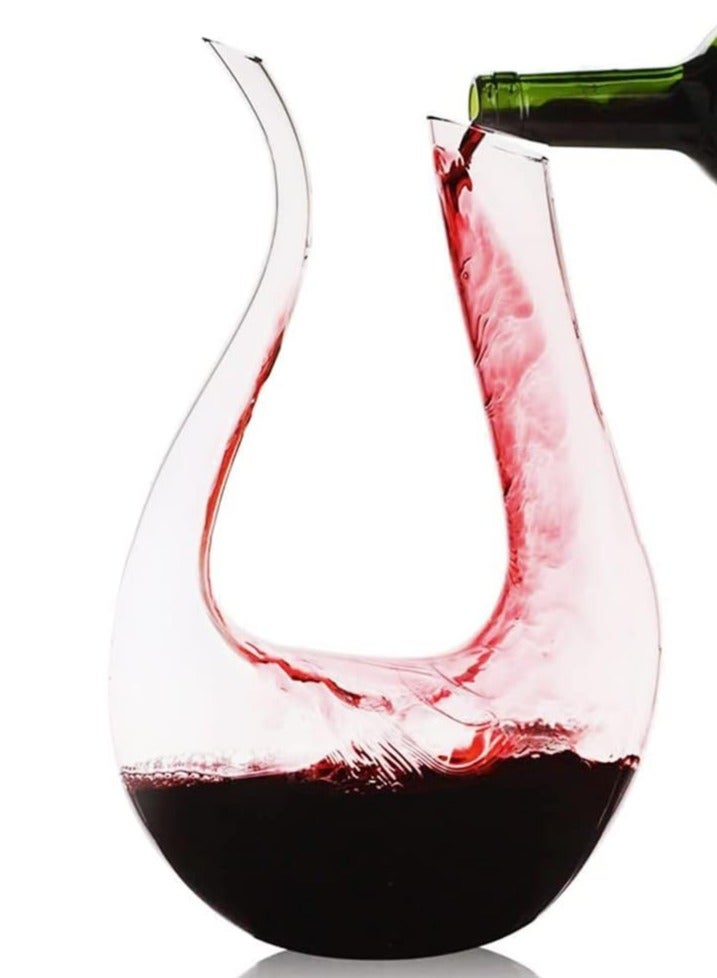 Decanter Use lead-free Crystal Glass U-shaped Design Can Provide Powerful Ventilation Effect Hand-Blown Decanter Carafe (B)
