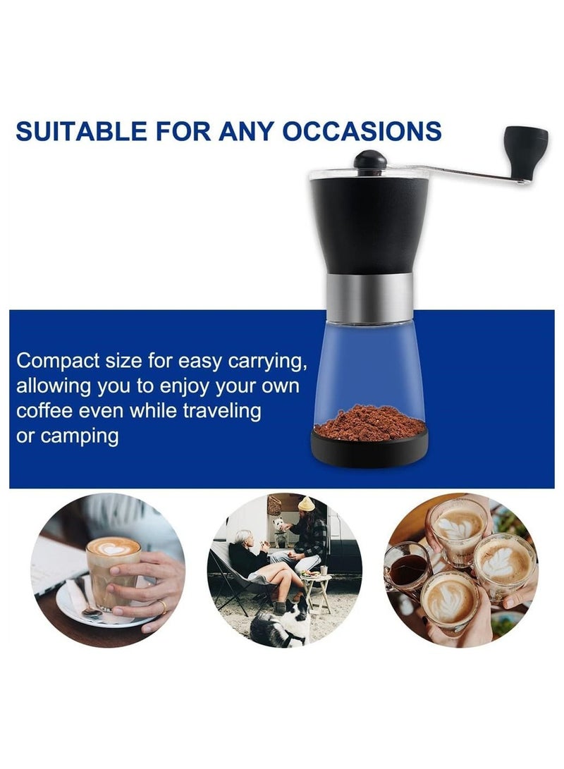 Manual Coffee Grinder, Thickness Adjustable with Double Bearing and Ceramic Grinding Core Burr Made of Stainless Steel for Travel or Camping