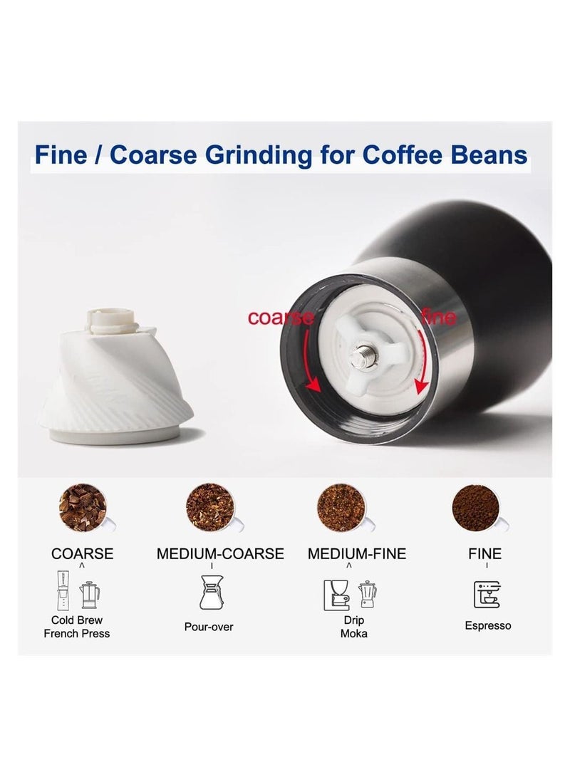 Manual Coffee Grinder, Thickness Adjustable with Double Bearing and Ceramic Grinding Core Burr Made of Stainless Steel for Travel or Camping