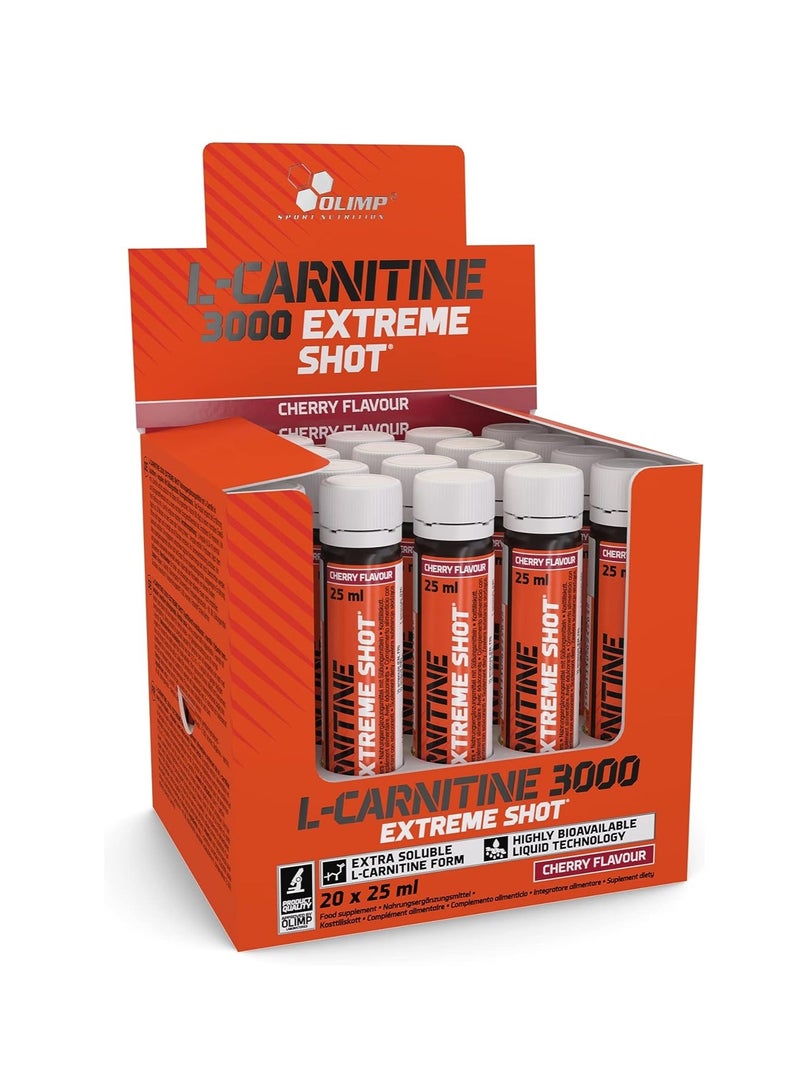 L-Carnitine 3000 Extreme Shot, Cherry Flavour, 25ml, 20 Pieces