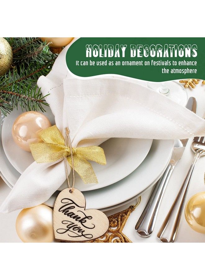 100 Pieces Thank You Tags Heart Shape Wood Tags Wooden Thank You Tag With Hole Heart Favor Tags With Natural Twine For Wedding Baby Shower Party