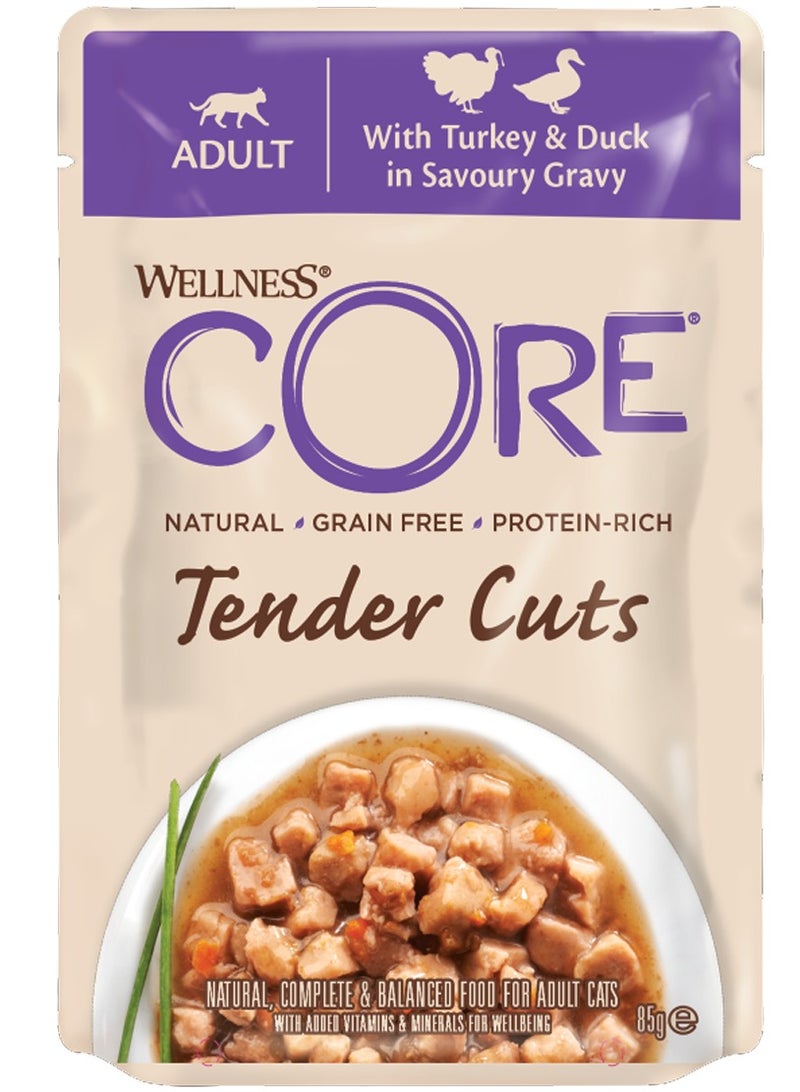 Core Tender Cuts with Turkey & Duck in Savoury Gravy for Adult Cats 85g Pack of 8