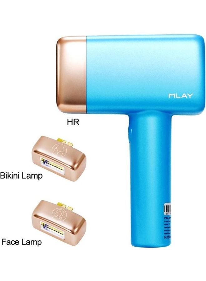 T14 IPL Ice Laser Painless Hair Removal Device 3℃ Cold Compress 5 Levels 500000 Pulses With 3 Lamps Blue