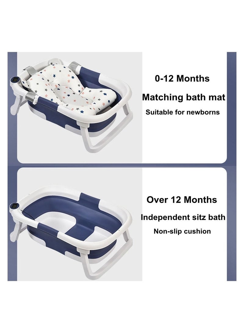 COOLBABY Collapsible Baby Bathtub Baby Bath Tub with Soft Cushion Portable Travel Bathtub with Drain Hole