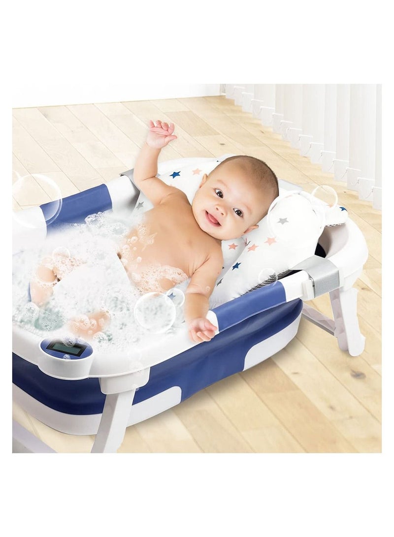 COOLBABY Collapsible Baby Bathtub Baby Bath Tub with Soft Cushion Portable Travel Bathtub with Drain Hole