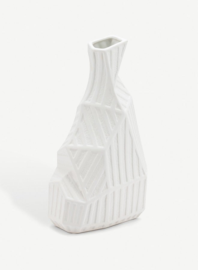 Alaska White Patchwork Vase