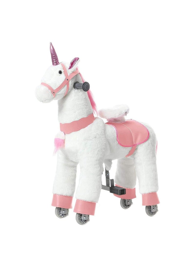 COOLBABY Horse Ride on Toy for Toddlers Ride on Rocking Horse Toy Plush Walking Pony Mechanical Riding Horse Unicorn Small Size for Age 3-6