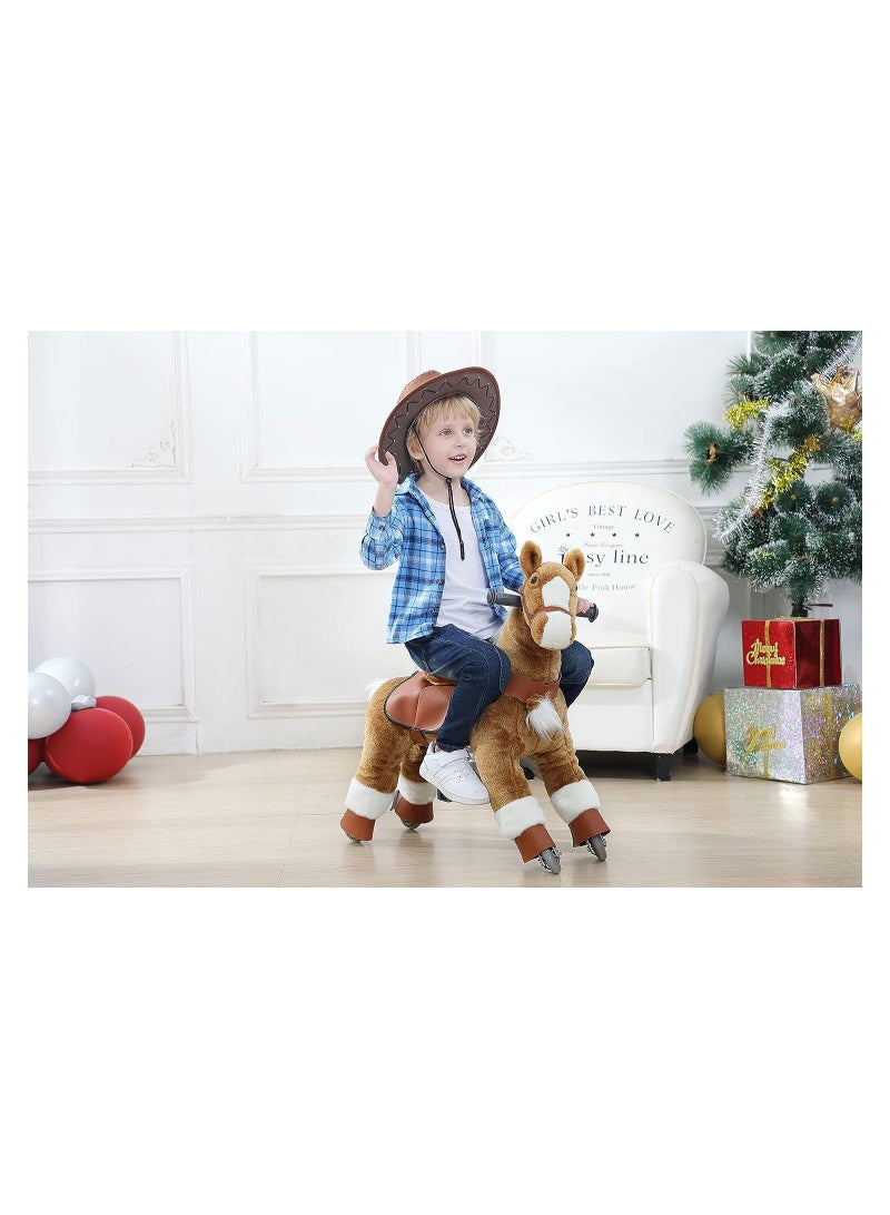 COOLBABY Horse Ride on Toy for Toddlers Ride on Rocking Horse Toy Plush Walking Pony Mechanical Riding Horse Small Size for Age 3-6