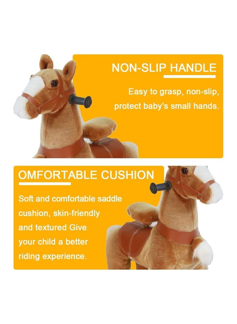 COOLBABY Horse Ride on Toy for Toddlers Ride on Rocking Horse Toy Plush Walking Pony Mechanical Riding Horse Small Size for Age 3-6