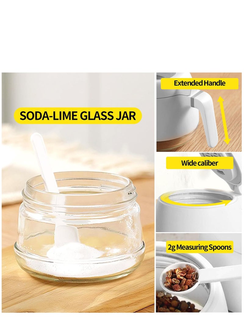 Condiment Jars, 280ml/9.9 oz Sugar Bowl Set of 3, Airtight Condiment Jars with Spoon Lids, Salt and Sugar Containers, Powdered Sugar Coffee Containers for Kitchen Counters