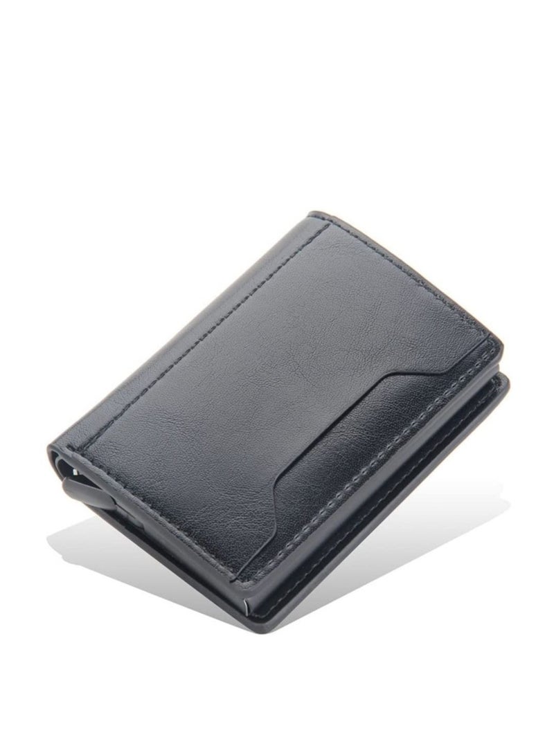 Slim Wallet for Men RFID Smart Front Pocket Minimalist Leather Wallet Antimagnetic Anti Theft Medium Deposit ID Money Bank Card Size Men Gift  Black
