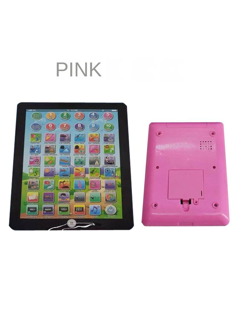 English tablet learning machine Children's early education story machine point reading machine learning toys without battery English and Spanish pink