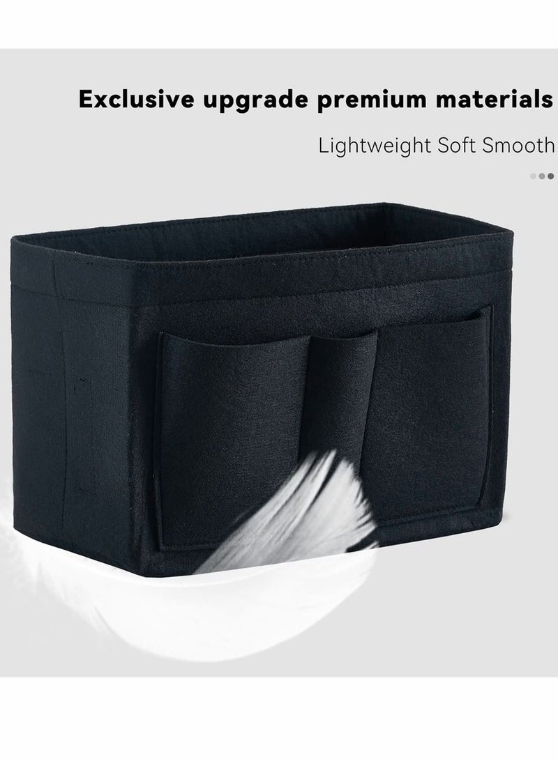 Purse Organizer Insert, Women Felt Bag Multi-Pocket in for Womens Handbag Travel Tote Hobo Storage Liner Divider Any Brand Tote, Black, L Size