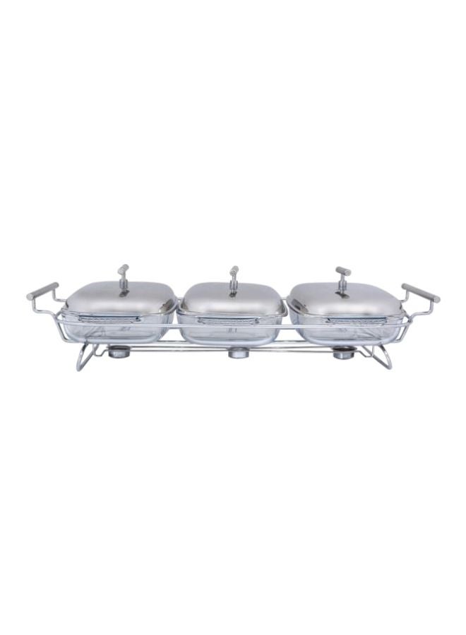 10-Piece Stainless Steel Food Warmer Set Silver/Clear